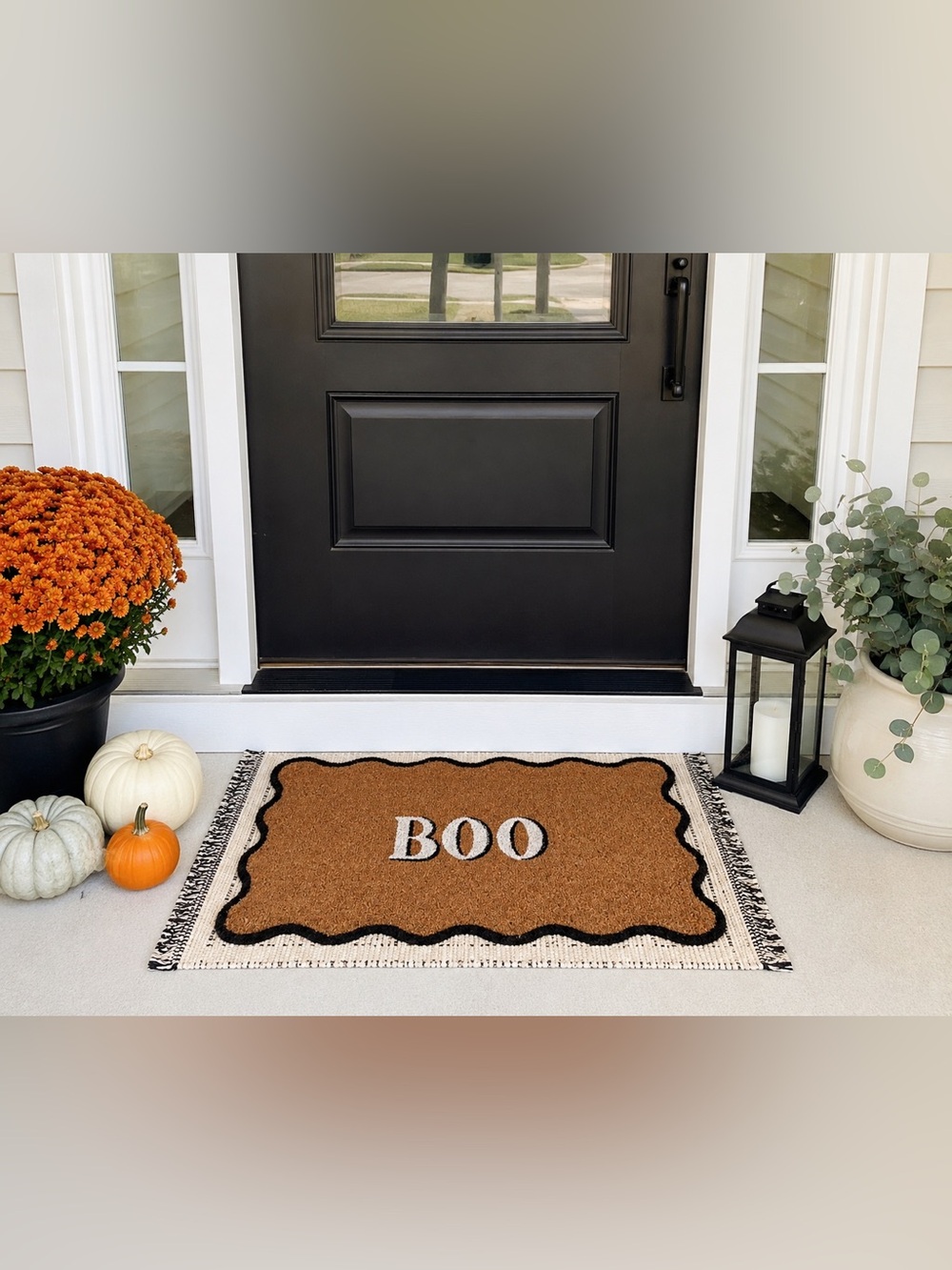 NWT My Texas House Scallop BOO Halloween Coir Doormat 18x30
